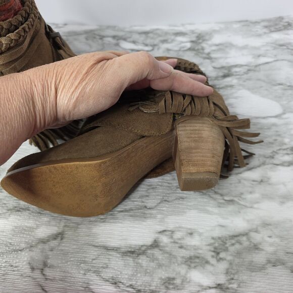Naughty Monkey Boots Brown Fringe Suede Western Heel  Womens US 7.5 Boho Y2K - Picture 7 of 13